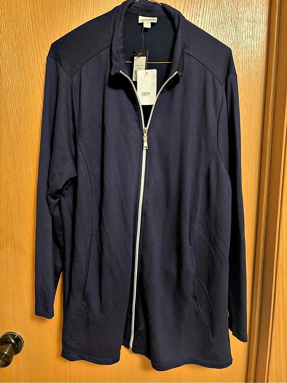 avenue Swing Jacket Zip Front jersey knit Jacket in navy blue Size 2X